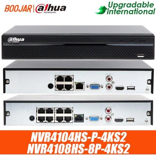 Dahua NVR4104HS-P-4KS2 4CH with 4 POE NVR4108HS-8P-4KS2 8ch with 8PoE ports 8MP Resolution H.265 4K Network Video Recorder