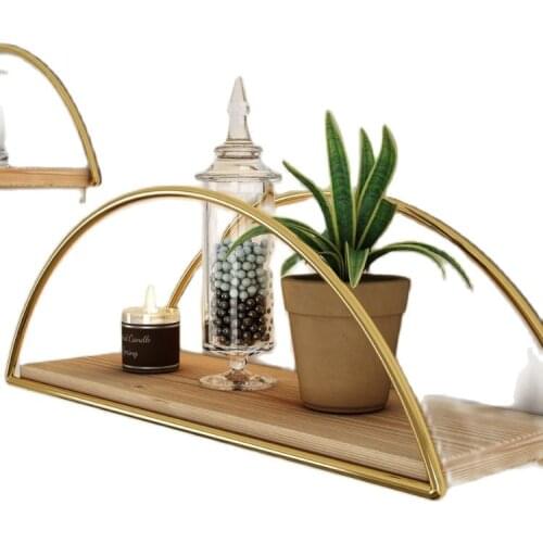 Gold Ellipse Decorative Wall Shelf Kitchen Bathroom Living Room Bookcase Wooden Nordic Style Decor Luxury Home Design