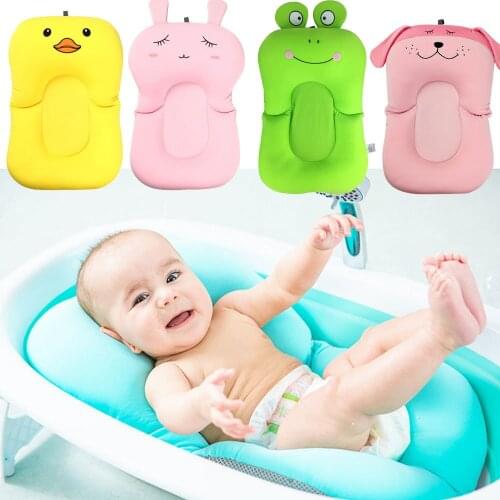 Baby Showers Portable Air Cushion Bed Cute Infant Baby Bath Pad Non-Slip Bathtub Mat NewBorn Safety Security Bath Seat Support
