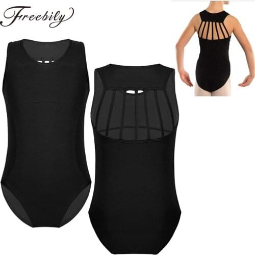 Kids Teens Sleeveless Strappy Back Professional Ballet Leotard for Girls Gymnastics Leotards Ballerina Bodysuit Child Dance Wear