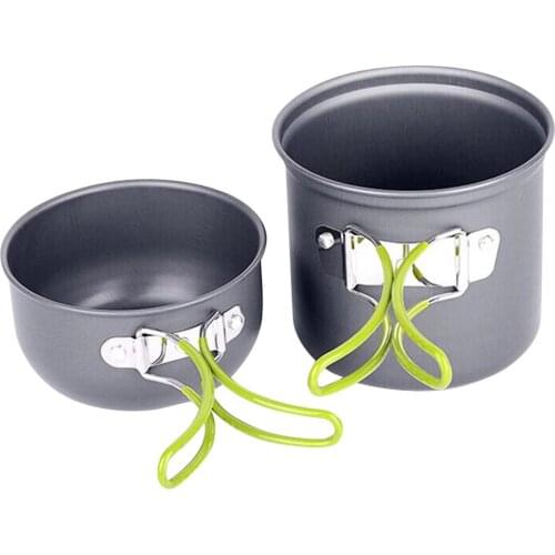 Kitchenware Kit with Camping Stove Non - Stick Anodized Aluminum Lightweight Folding Complete Kit for Camping Hiking