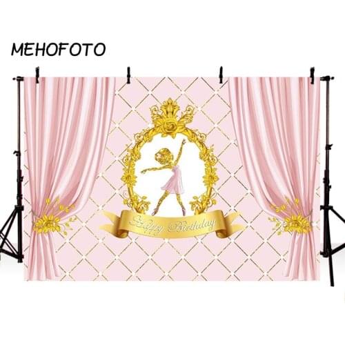 MEHOFOTO Ballet Girl Birthday Party Backdrop Pink Curtain Baby First Birthday Decoration Photography Background for Photo Studio