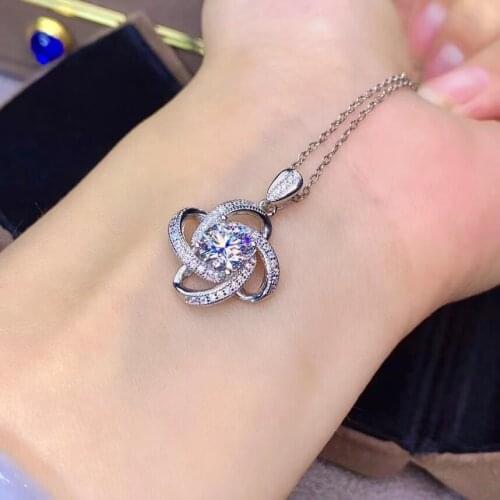 Classic shinning moissanite gemstone ring and necklace jewelry set 925 silver fine jewelry shiny better than diamond party gift