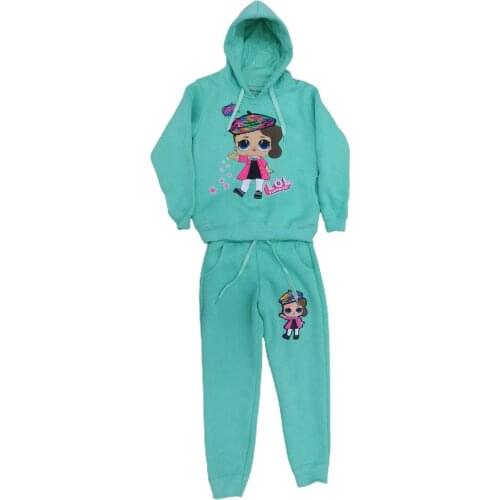 ÇETK-LOL Female Child Green Lol Hooded Pockets Change Color Sequin Bilateral Tracksuit Suit 461662984