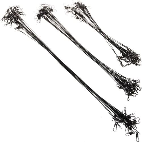 Fishing Line 60pcs Stainless Steel Wire Leader 15/23/30cm Line Black