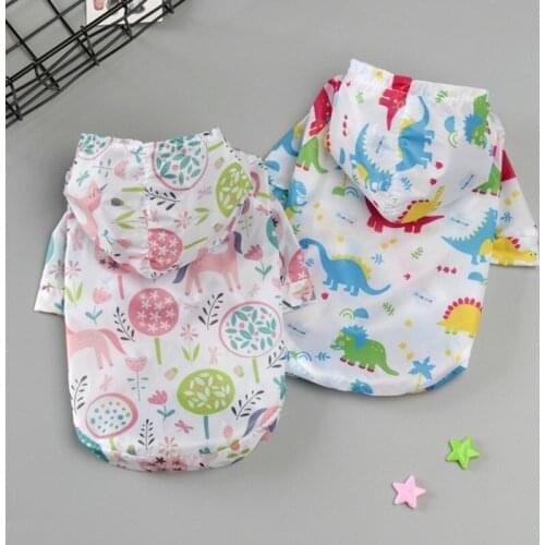 Print Pet Dog Sun-proof Clothing Summer Sun Protection Hoodie Small Dog Clothes For Small Medium Dogs Puppy Cat