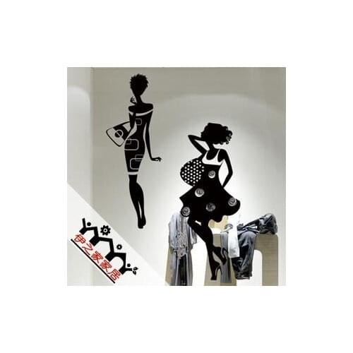 Clothing Store Sexy Lady Girls Glass Wall Sticker Decoration Clothing Store Decal Cloakroom Showcase Decor Clothing Shop Decal
