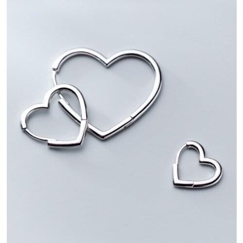 MIQIAO Rreal 100% Sterling Silver 925 Heart Shaped Earrings Korean Romantic Fine Geometric Hoop Jewelry Female Gifts For Women