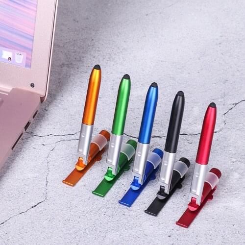 4 in 1 Multi-function Screen Stylus Touch Pen with LED Folding Ballpoint Pen Phone Stand Holder For Tablet Cellphone