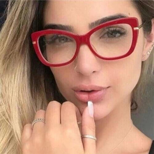 Fashionable Transparent Computer Glasses Red Spectacle Frame Luxury Brand Prescription Eye Glasses Sunglasses Frames points zero