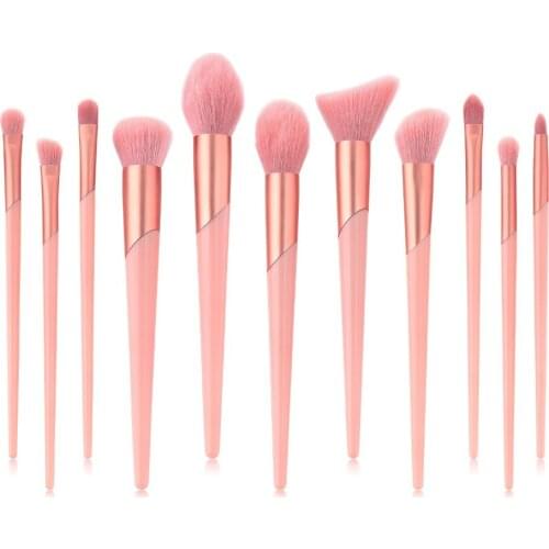 New 11pcs Pink Soft Makeup Brushes Set Powder Foundation Eyeshadow Lip Brushes Professional Make Up Brush Kit Cosmetics Tools