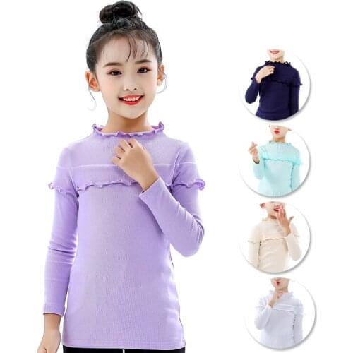 2020 New Spring Autumn for 2-11 Years Children Tops Tees Cotton Sweet Color Basic Little Baby Kids Girls Long Sleeve T Shirts