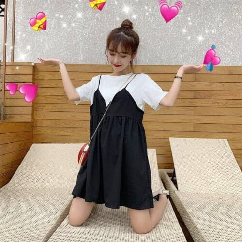 Maternity Clothes Dress Loose Waist Womens Large Size Dress Large GIRLS Summer Wear Belly Covering Mock