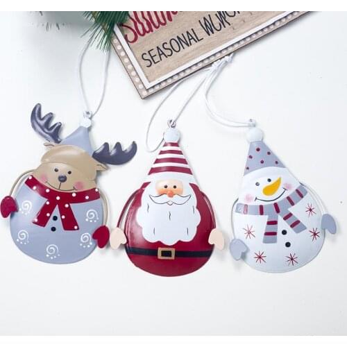 Painted Iron Snowman Elk Pendant Xmas Christmas Tree Ornaments Home Decorations