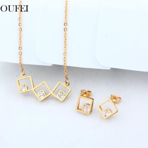 OUFEI Stainless Steel Earrings For Women Earrings Set Jewelry Sets Earring And Necklace Sets Indian Jewelry Accessories
