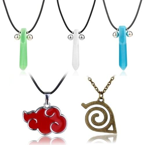 Hokage Tsunade Uzumaki Necklace Akatsuki Red Cloud Pendant Necklace Men Boys Jewelry Anime Gift
