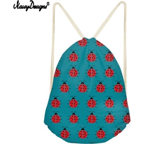 Noisydesigns Causal Drawstring Bag For Miraculous Ladybug Small Children Backpacks Teenager Girls Daily Sport Bags Drop Shipping
