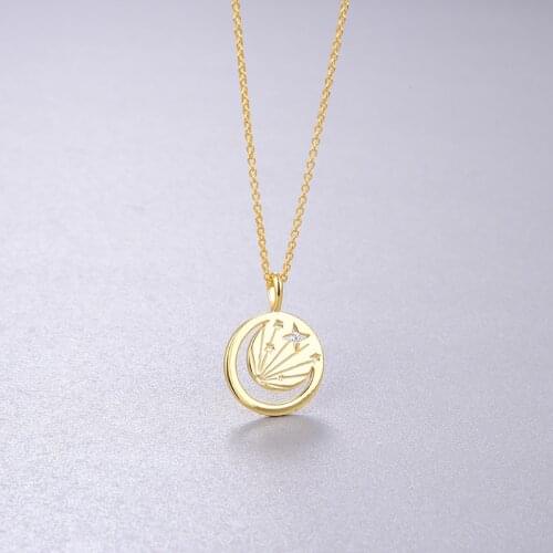 Simple Elegant Gentle Design Personalized Fashion Exquisite S925 Silver Night Moon Star Necklace 18k Gold Plating