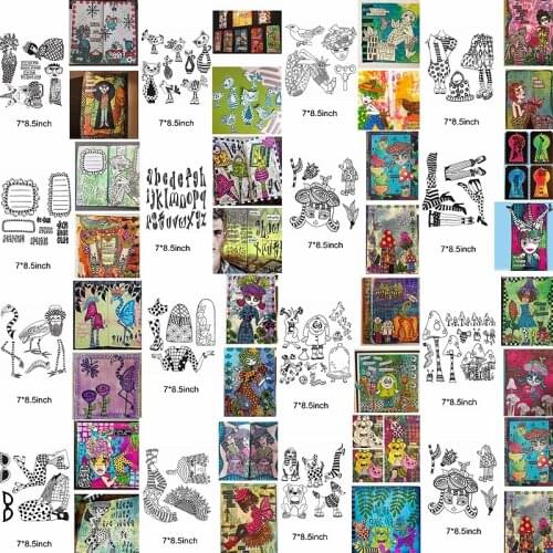 Clear Silicone Stamps Girls Spooky Halloween Decoration Animal Stripes Letter Sentence Embossing Paper Hot Stencils Make Cards