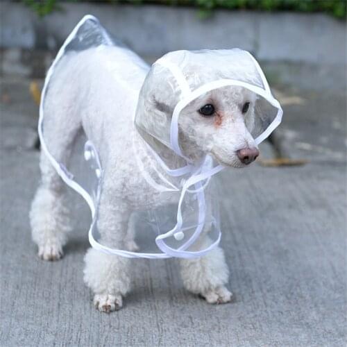 Summer Transparent Dog Rain Coat Waterproof Pet Clothes With Hood Puppy Dog Clothes For Small Dogs Chihuahua Pug Raincoat Jacket