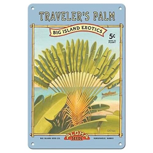 Travelers Palm - Aloha Seeds - Big Island Seed Company - Big Island Exotics - Seed Packet by Kerne Erickson Metal Tin Sign