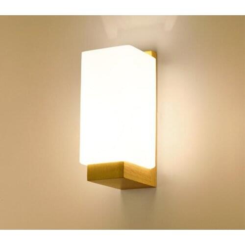 Modern Wooden LED Wall Lamp E26 E27 Bulb wall Lights Frosted Glass For Home Living room hallway bedroom