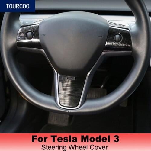 Car Interior Decoration Steering Wheel Cover Stickers for Tesla Model 3 Car Refitting Accessories