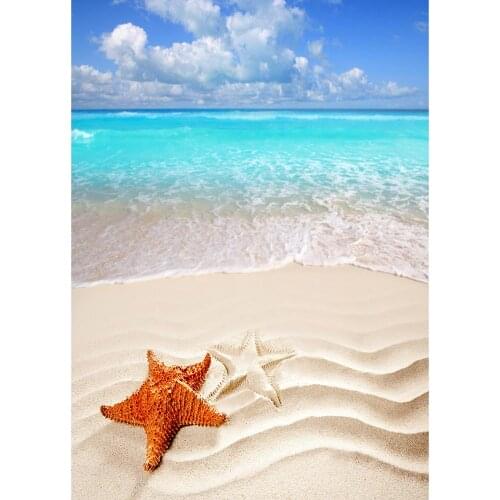 Starfish Beach Photographic Backdrops Summer Waves Vinyl Photo Backgrounds for Baby Shower Children Portrait Indoor Photo Studio