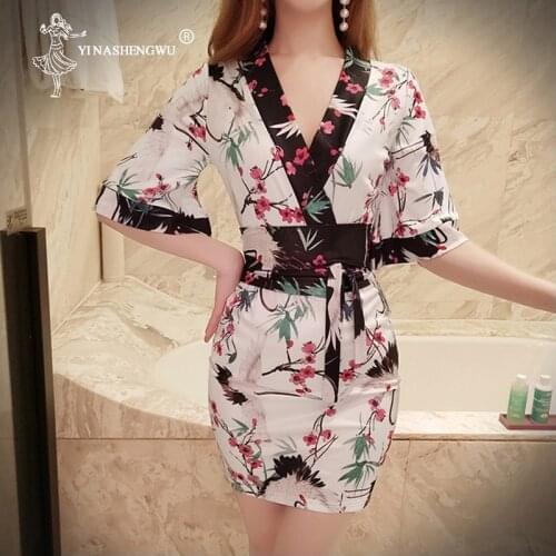 Japanese Kimono Dress Yukata Women Silk Robe Kimono Geisha Dresses Printed Skirt Japan Sexy Girl Traditional Yukata Kimono