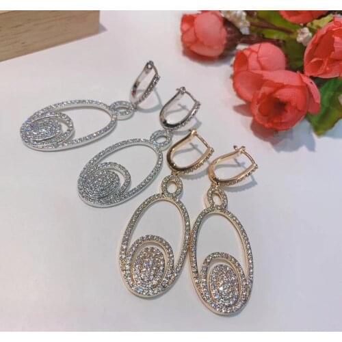 Luxury water drop dangle Earrings For Women Accessories Full Cubic Zirconia Earrings Jewelry pendientes mujer moda E7868