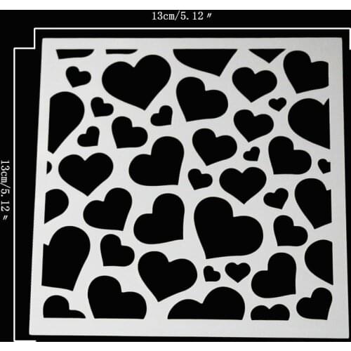 13*13 Heart Layering Stencils graffiti hand copied board hollowed out diy photo album graphic spray painting tool