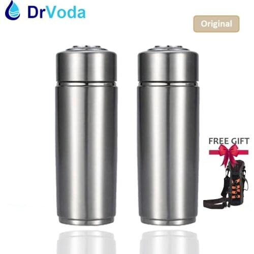 2Pieces Portable Alkaline Hydrogen Mineral Water Ionizer Stainless Bottle with TWO filters -Top Quality pH Alkalizer + Carry Bag