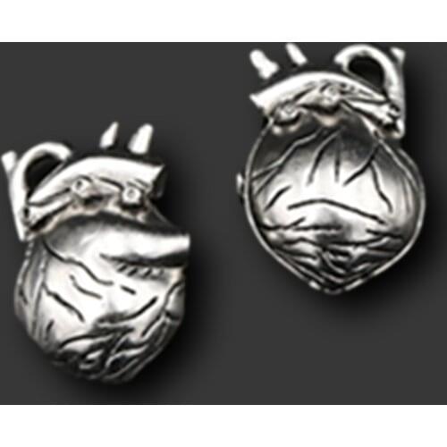 2pcs Silver Plated 3D Large Heart Pendants Hip Hop Necklace Metal Accessories DIY Charms For Jewelry Crafts Making 35*24mm A577