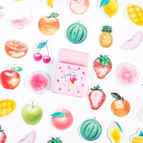46pcs/Box Colorful Fresh Fruit Scrapbooking Seal Book Label Paper Sticker DIY Stationery Crafts Diary Mobile Decoration Supplies