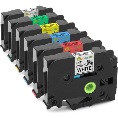 6PCS 12mm Compatible for Brother P-touch Tape TZe-231, TZe-431, TZe-531, TZe-631, TZe-731,Tze-931 for Brother P touch Tape maker