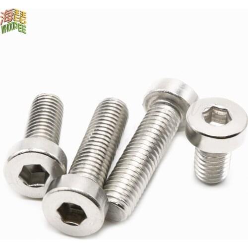 2-10pcs M3 M4 M5 M6 M8 M10 304 A2-70 stainless steel DIN7984 Hex Hex Socket slim low profile Allen head Cap screw bolt L= 4-60mm