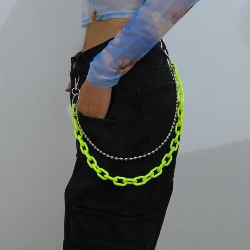 KMVEXO 2020 Punk Hip Hop Pants Chain Street Cool Chic Style Men Women Acrylic Trousers Chain Jewelry Keychains Fashion Jewelry