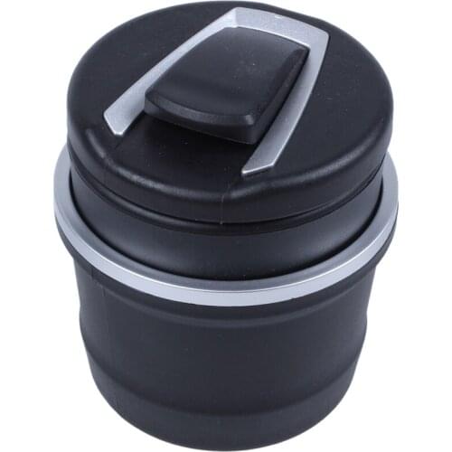Black plastic car ashtray with blue LED light