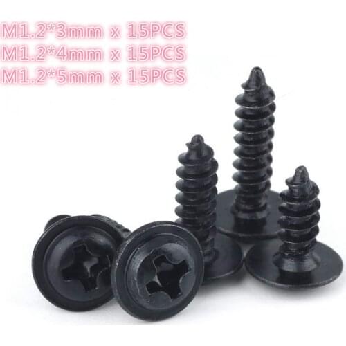 Black Carbon Steel M1.2*3mm /4mm /5mm Cross Pan Round Head Self Tapping Screw With Washer