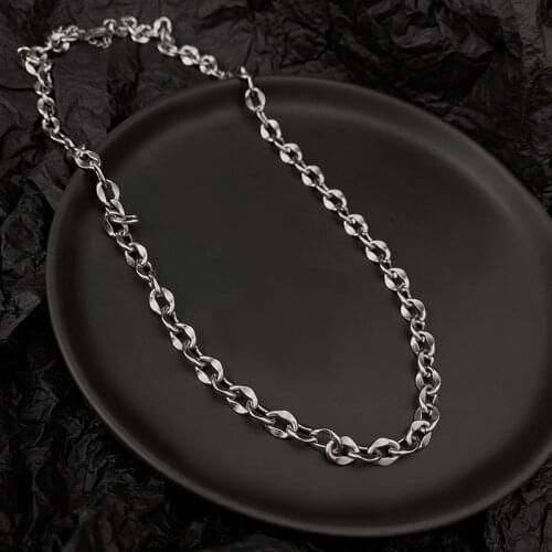 Europe and America Chunky Simple Sweater Chain Around the Neck Hip-Hop Lrregular Fashion Link Chain Unisex Collar Statement Girl