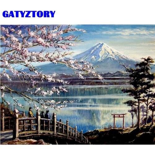 GATYZTORY 60x75cm Frameless Picture By Numbers Kits Hand Painted DIY Gift Mountain Flower Oil Painting By Number Home Wall Craft