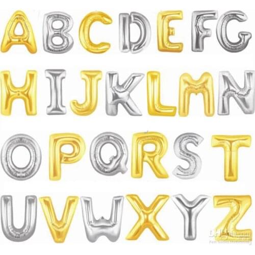 40" Big Size helium foil ballon Aluminum Gold and silver Air Balls for party wedding decoration Baloons 100pcs letter balloons