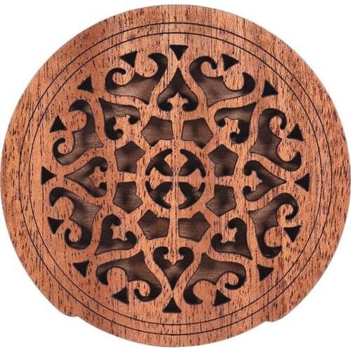 Guitar Wooden Soundhole Sound Hole Cover Block Feedback Buffer Mahogany Wood for EQ Acoustic Folk Guitars,Style 2