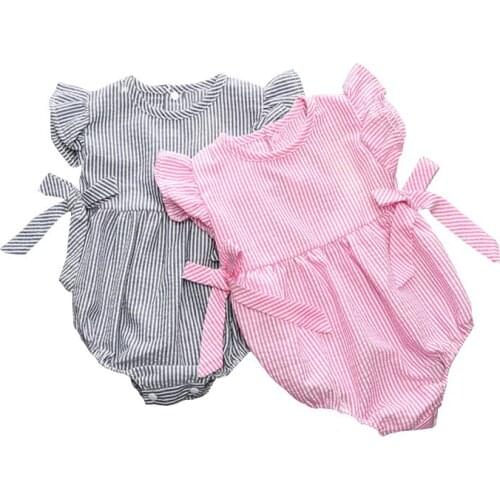 Cotton Baby Romper Baby Girl Boy Rompers Short Sleeve Stripe Print Summer Clothing Set for Newborn Jumpsuits & Rompers