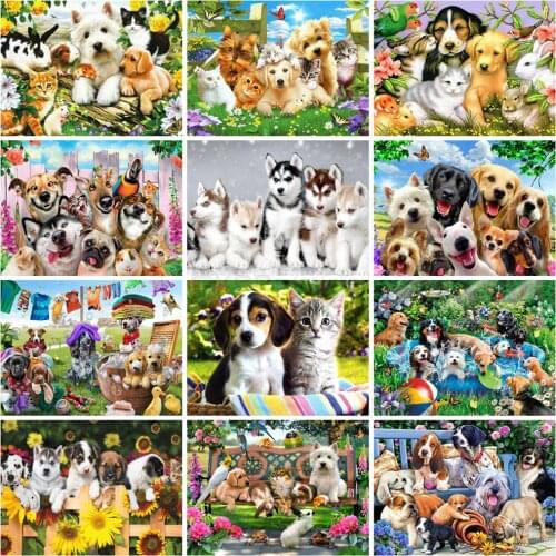 Gatyztory 60×75cm Painting by Numbers Dog DIY Oil Painting Animals Picture Art canvas wall Home decor