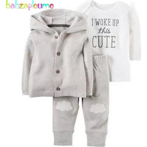 3PCS/0-24Months/Spring Autumn Newborn Suit Baby Boys Girls Clothes 1st Birthday Rompers+Jackets+Pants Infant Clothing Set BC1296