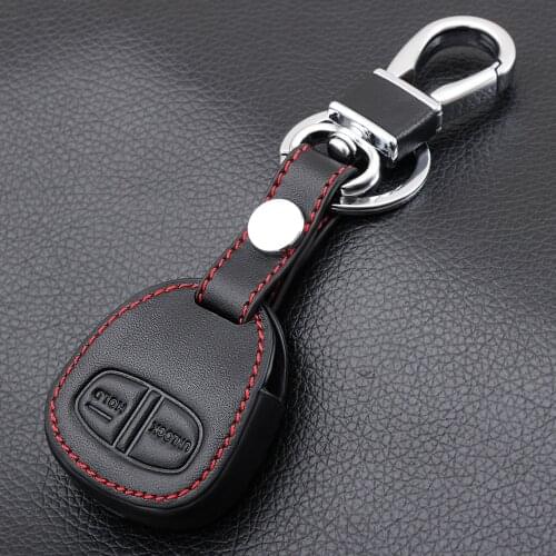 Remote Control Leather Key Cover Case For Mitsubishi outlander ex Lancer Asx Pajero 2 Button Car KeyChain