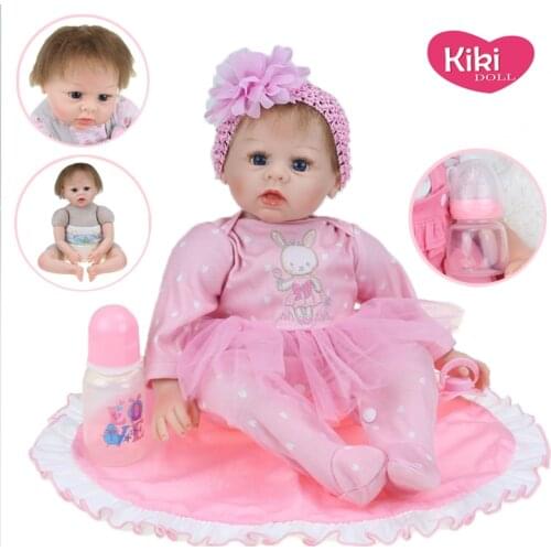 Reborn Baby Doll 56cm Kids Toy Cloth Body with Hand Rooted Mohair Adorable Birthday Gift