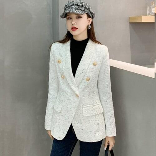 Small fragrance Ladies High Quality Jacket Wild Autumn And Vintage Sequins Slim Turn-Down Collar Luxury Jacket Coats Women