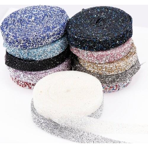 2cm WIde Multicolor Hot Fix Rhinestone Tape Sewing Trim Crystal Motif DIY Shoes Banding Garment Hat Shiny Tape 1yard/lot